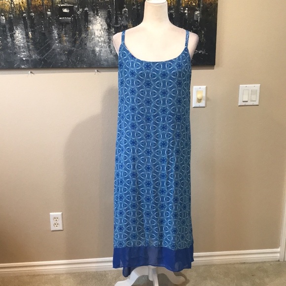 Lane Bryant Blue Floral Sheer Maxi Dress w/Hi-Low Hem Adjustable Tie Belt-22/24 - Picture 5 of 12